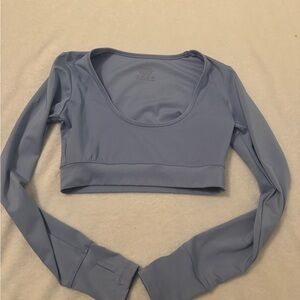 Women's Long Sleeve Crop Top - Blue